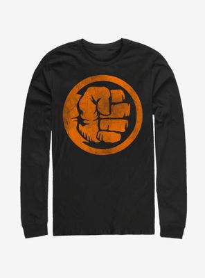 Marvel Hulk Orange Retro Symbol Long-Sleeve T-Shirt