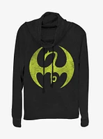 Marvel Iron Fist Logo Cowlneck Long-Sleeve Womens Top