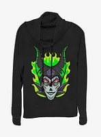 Disney Maleficent Sugar Skull Cowlneck Long-Sleeve Womens Top