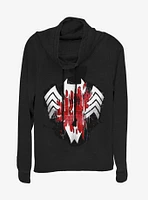 Marvel Spider-Man Warped Logo Cowlneck Long-Sleeve Womens Top