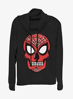 Marvel Spider-Man Sugar Skull Cowlneck Long-Sleeve Womens Top