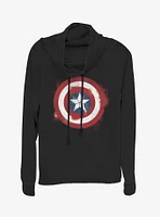 Marvel Captain America Spray Logo Cowl Neck Long-Sleeve Girls Top