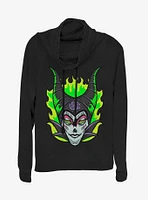 Disney Maleficent Sugar Skull Cowl Neck Long-Sleeve Girls Top