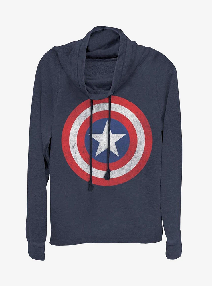 Marvel Captain America Classic Cowl Neck Long-Sleeve Girls Top