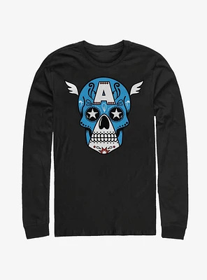 Marvel Captain America Sugar Skull Long-Sleeve T-Shirt