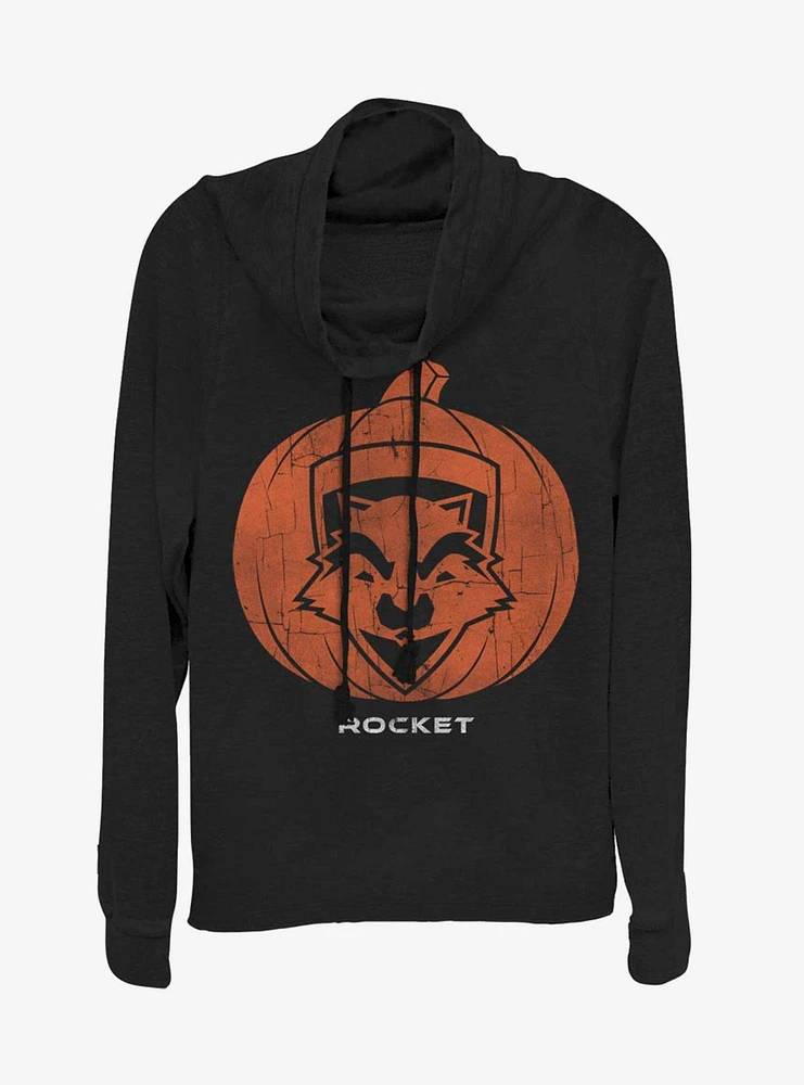 Marvel Guardians Of The Galaxy Rocket Pumpkin Cowl Neck Long-Sleeve Girls Top