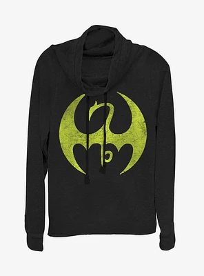 Marvel Iron Fist Logo Cowl Neck Long-Sleeve Girls Top