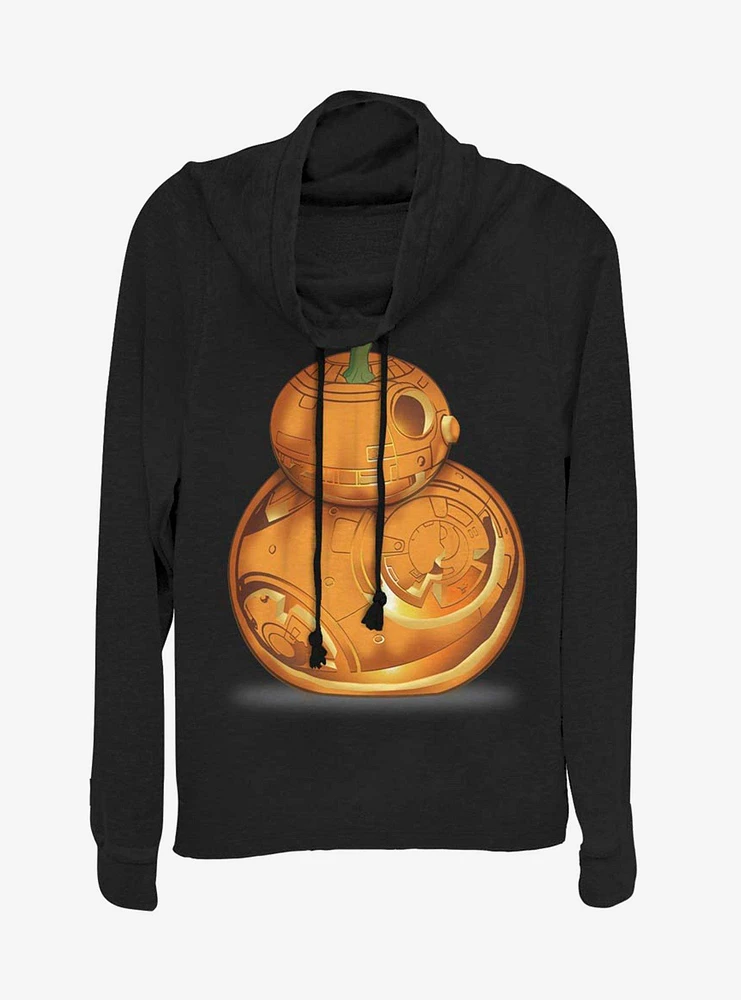 Star Wars Episode VII The Force Awakens BB-8 Pumpkin Cowl Neck Long-Sleeve Girls Top