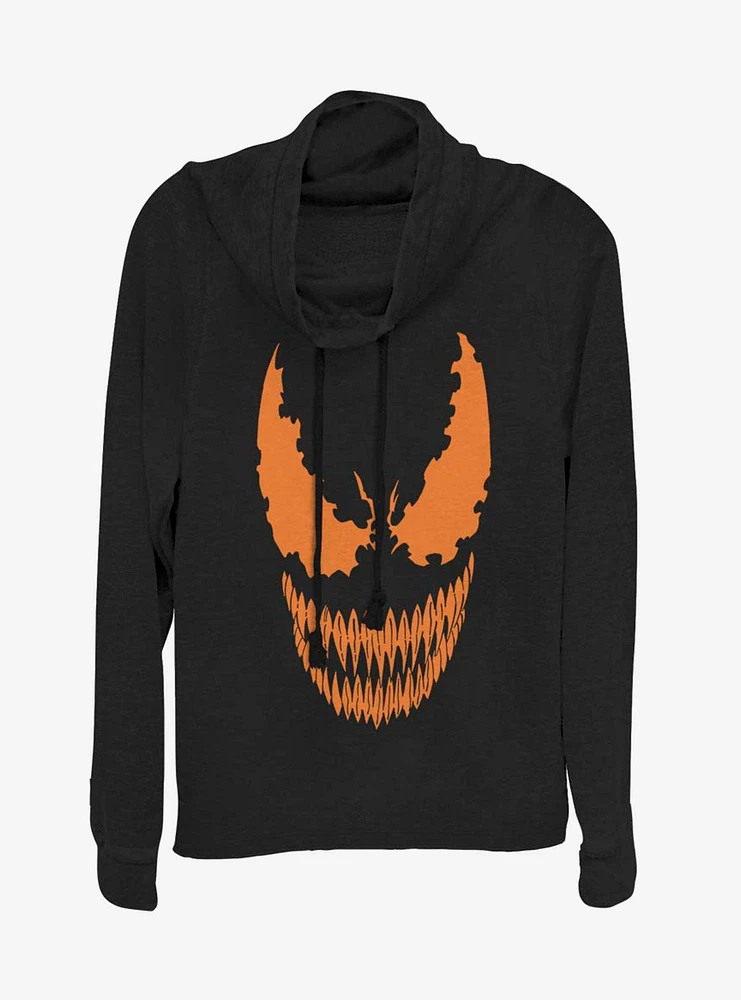 Marvel Venom Face Pumpkin Cowl Neck Long-Sleeve Girls Top