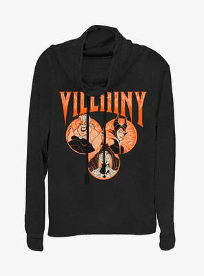 Disney Villains Villainy Circled Cowl Neck Long-Sleeve Girls Top