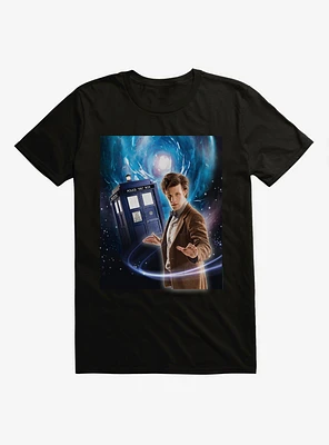 Doctor Who Eleventh And Tardis Space Black T-Shirt