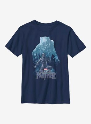 Marvel Black Panther Blue Action Pose Youth T-Shirt