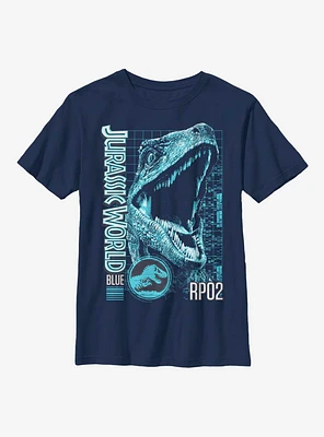 Jurassic World Blue Grid Youth T-Shirt
