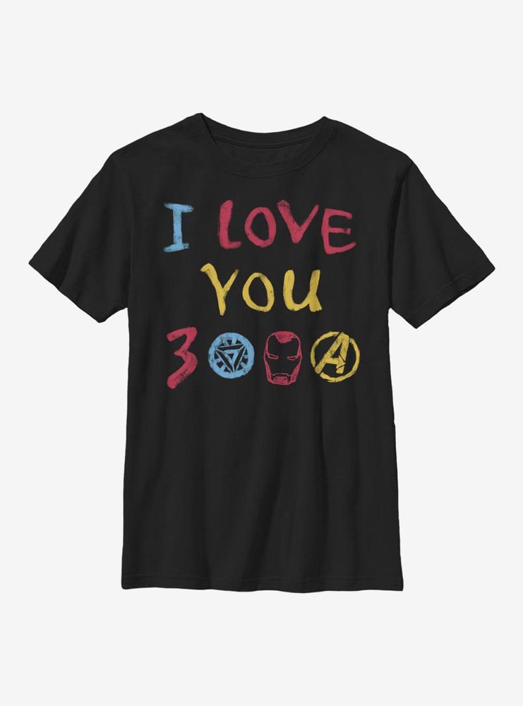 Marvel Iron Man Love You 3000 Hand Drawn Youth T-Shirt