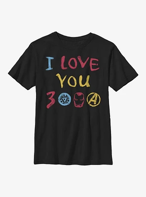 Marvel Iron Man Love You 3000 Hand Drawn Youth T-Shirt