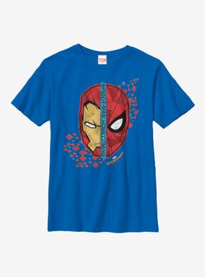 Marvel Spider-Man Iron Man Face Split Youth T-Shirt