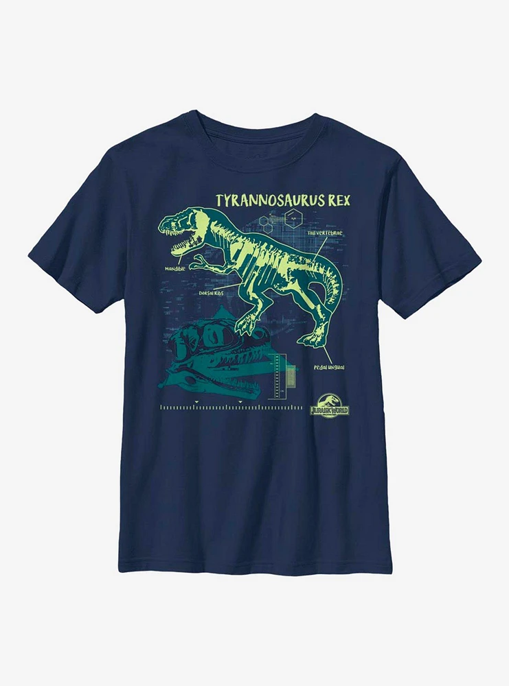 Jurassic World Outline Bones Youth T-Shirt