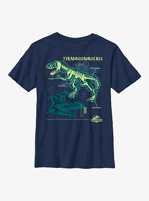 Jurassic World Outline Bones Youth T-Shirt