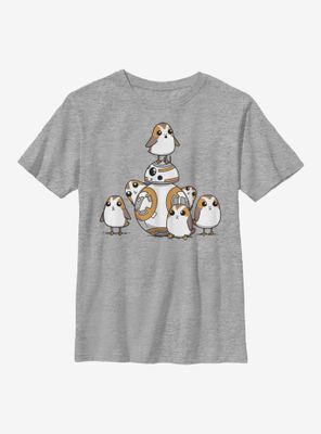 Star Wars Episode VIII The Last Jedi BB8 and Porgs Youth T-Shirt