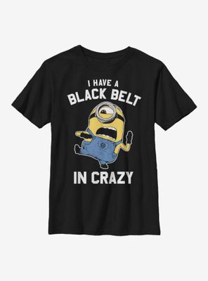 Despicable Me Minions Black Belt Crazy Youth T-Shirt
