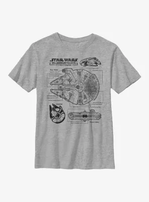 Star Wars Falcon Schematic Youth T-Shirt