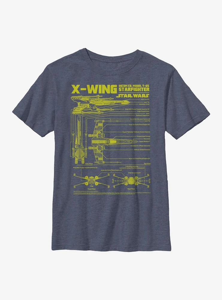Star Wars X-Wing Schematics Youth T-Shirt