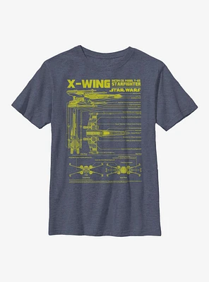 Star Wars X-Wing Schematics Youth T-Shirt