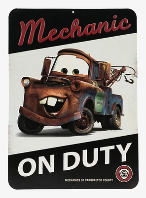 Tow Mater "Mechanic on Duty" Embossed Sign