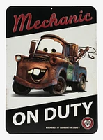 Tow Mater "Mechanic on Duty" Embossed Sign