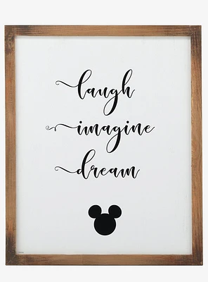 Disney Mickey Mouse Laugh, Imagine, Dream Wood Framed Wall Decor