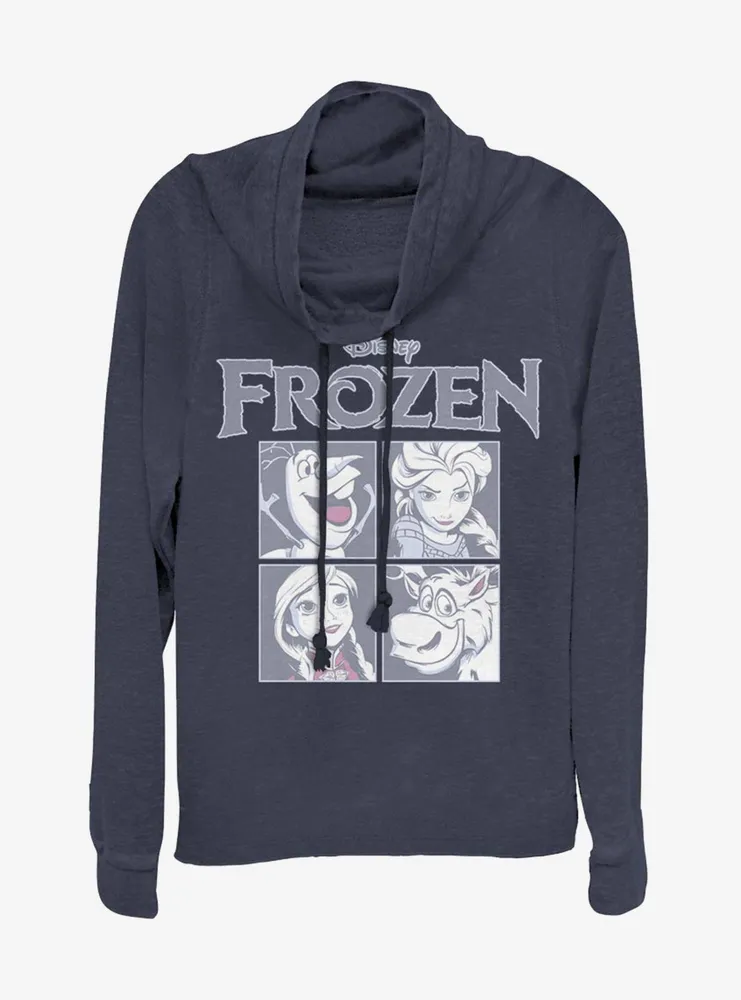 Disney Frozen Ice Cubes Cowlneck Long-Sleeve Womens Top