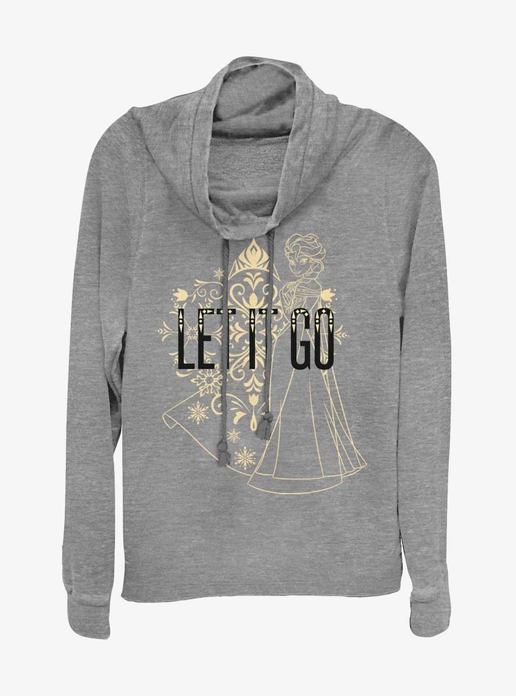 Disney Frozen Let It Go Elsa Sketch Cowlneck Long-Sleeve Womens Top