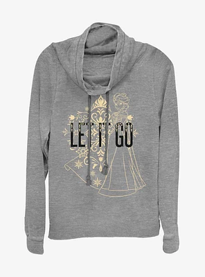 Disney Frozen Let It Go Elsa Sketch Cowlneck Long-Sleeve Womens Top