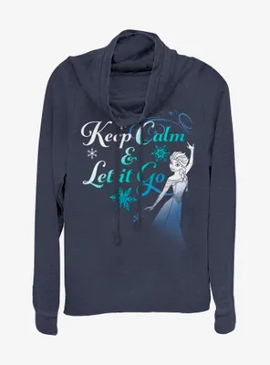 Disney Frozen Keep Calm And Let It Go Cowlneck Long-Sleeve Womens Top