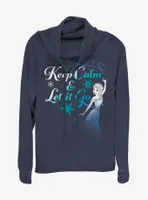 Disney Frozen Keep Calm And Let It Go Cowlneck Long-Sleeve Womens Top