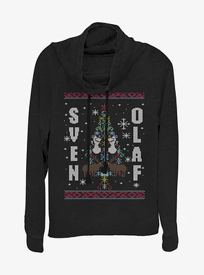 Disney Frozen Sven And Olaf Cowlneck Long-Sleeve Womens Top