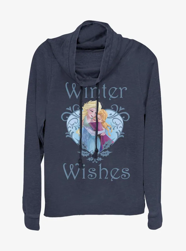 Disney Frozen Winter Wishes Cowlneck Long-Sleeve Womens Top