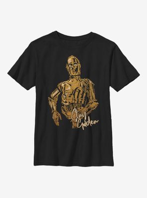 Star Wars Episode IX The Rise Of Skywalker C3PO Stay Golden Youth T-Shirt