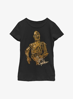 Star Wars Episode IX The Rise Of Skywalker C3PO Stay Golden Youth Girls T-Shirt