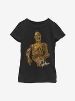 Star Wars Episode IX The Rise Of Skywalker C3PO Stay Golden Youth Girls T-Shirt
