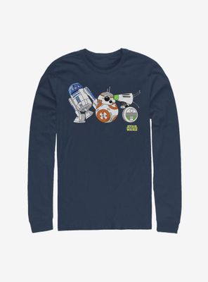 Star Wars Episode IX The Rise Of Skywalker Cartoon Droid Lineup Long-Sleeve T-Shirt