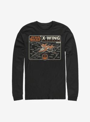 Star Wars Episode IX The Rise Of Skywalker Starfigher Schematic Long-Sleeve T-Shirt