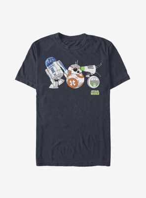 Star Wars Episode IX The Rise Of Skywalker Cartoon Droid Lineup T-Shirt