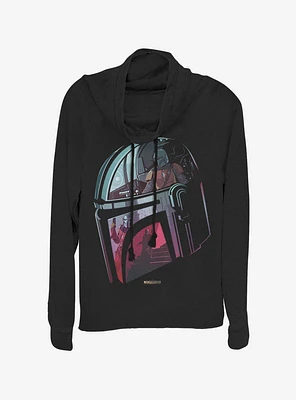 Star Wars The Mandalorian Inside Helmet Cowlneck Long-Sleeve Womens Top