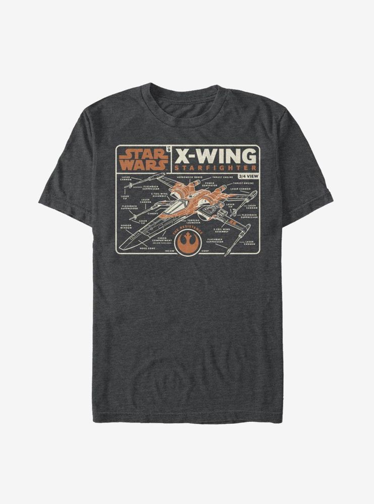 Star Wars Episode IX The Rise Of Skywalker Starfighter Schematic T-Shirt