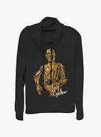 Star Wars Episode IX The Rise Of Skywalker C3PO Stay Golden Cowlneck Long-Sleeve Womens Top