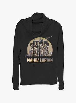 Star Wars The Mandalorian Charcter Action Pose Cowlneck Long-Sleeve Womens Top