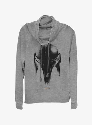 Star Wars The Mandalorian Sketch Helm Cowlneck Long-Sleeve Womens Top