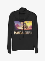 Star Wars The Mandalorian Colorful Landscape Cowlneck Long-Sleeve Womens Top