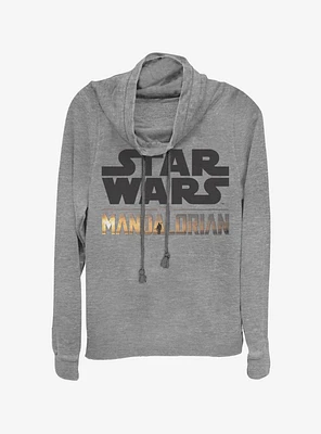 Star Wars The Mandalorian Stacked Logo Cowlneck Long-Sleeve Womens Top
